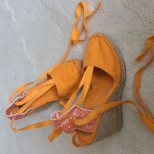 Orange Mia Espadrille Wedge Sz 8